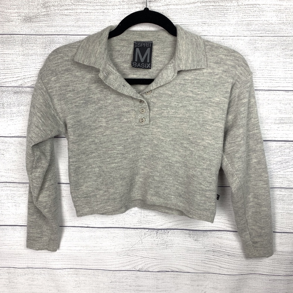 Vintage Esprit Basix Gray Crop Long Sleeve